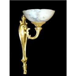 A pair of  cast bronze and alabaster sconces #1780233