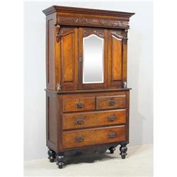 Antique Hutch, Antique Furniture, Burled Walnut#1780371