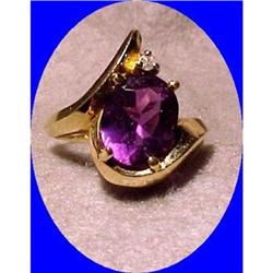 14k Diamond and Dark Amethyst Ring  #1780377