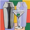 Image 2 : Steve Kaufman (1960-2010) "Martini" Hand Embellished Limited Edition Silkscreen Silkscreen on Canvas