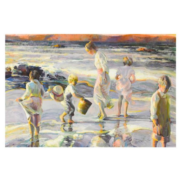 Don Hatfield, "Frolicking at the Seashore" Limited Edition Serigraph on Canvas, Numbered and Hand Si