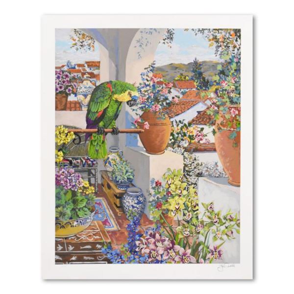 John Powell, "Parrot & Rooftops" Limited Edition Serigraph, Numbered and Hand Signed with Letter of 