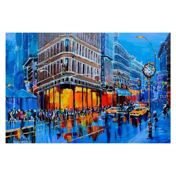 Yana Rafael, "Lunch Time Bussle" Hand Signed Original Painting on Canvas with COA.