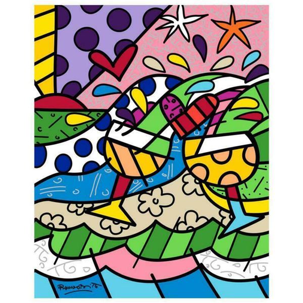 Romero Britto "Wine Country Yellow" Hand Signed Limited Edition Giclee on Canvas; COA