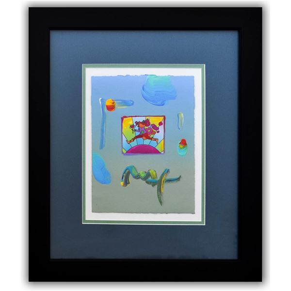 Peter Max- Original Mixed Media "Flower Jumper Over Sunrise Ver. I #110"