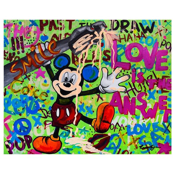 Nastya Rovenskaya- Mixed Media "Mickey Mouse In Love"