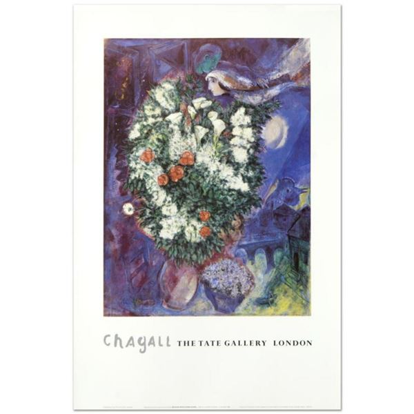 Marc Chagall (1887-1985), "Bouquet with Flying Lover" Fine Art Poster.