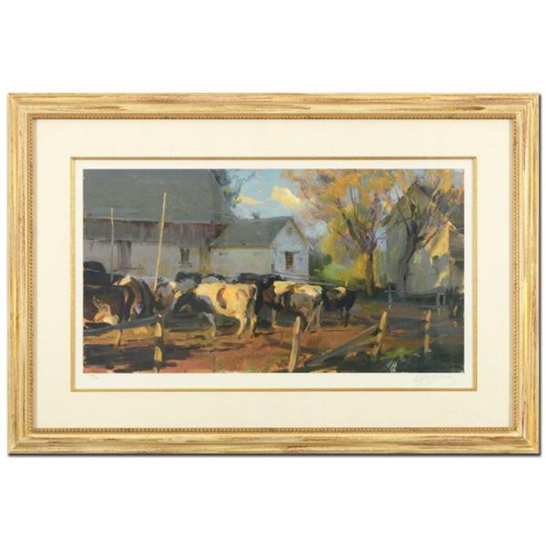 Dan Gerhartz, "Evening Holsteins" Framed Limited Edition, Numbered 44/195 and Hand Signed with Lette