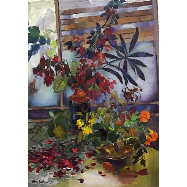 Zina Roitman- Original Oil on Canvas "Vase with flowers"