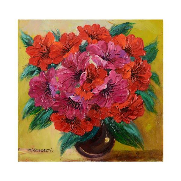 Yana Korobov, "Warm Feelings" Original Acrylic Painting on Canvas, Hand Signed with Letter Authentic