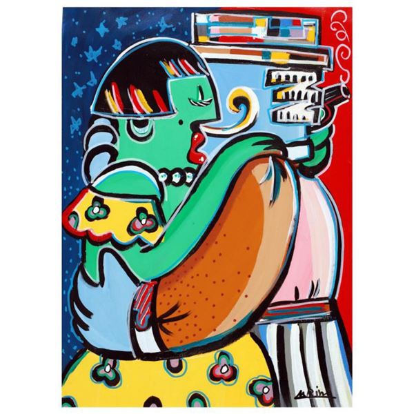 Rina Maimon, "Sneaky Slow Dance " Hand Signed Original Acrylic Painting on Canvas with Certificate o