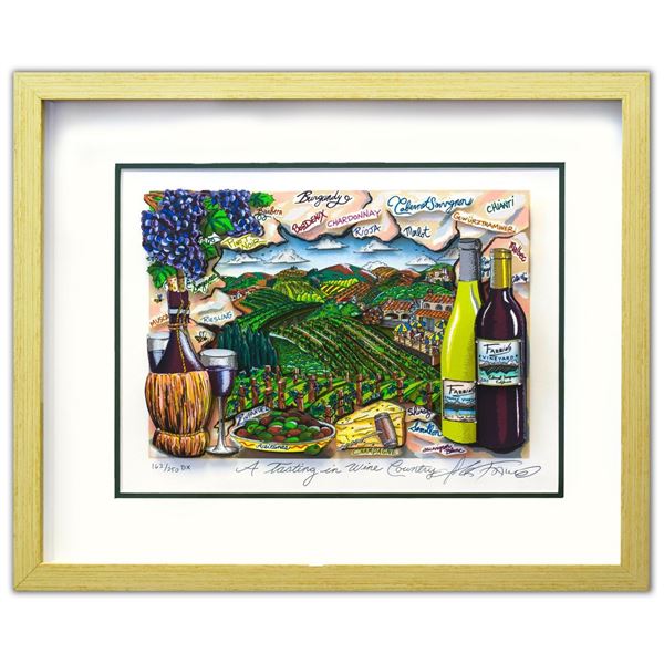 Charles Fazzino- 3D Construction Silkscreen Serigraph "A Tasting in Wine Country"