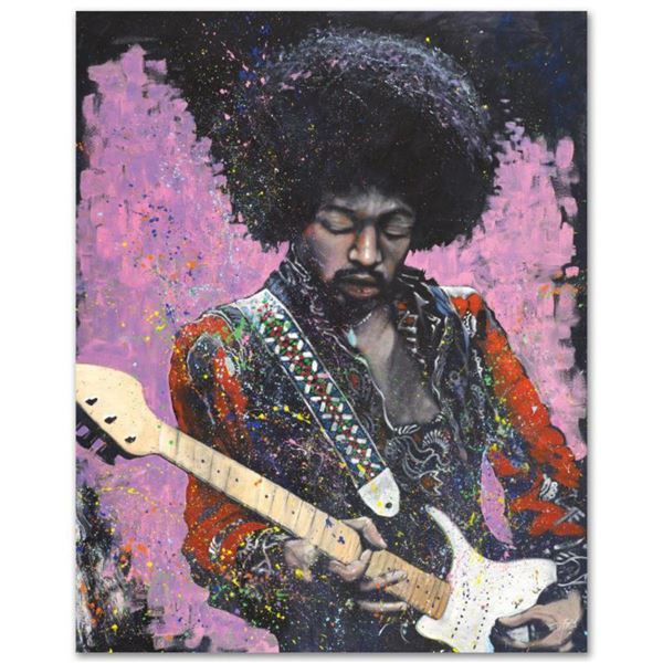 "Jimi" Limited Edition Giclee on Canvas by Stephen Fishwick, Numbered and Signed. This piece comes G