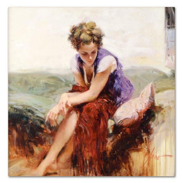 Pino (1939-2010), "Francesca" Artist Embellished Limited Edition on Canvas, Numbered and Hand Signed