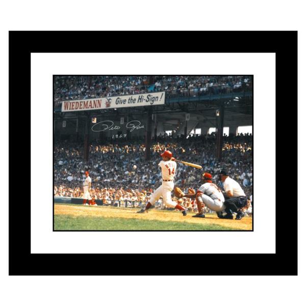 "Rose Hitting in Crosley Field" Framed Archival Photograph Featuring Pete Rose Taken by Photographer