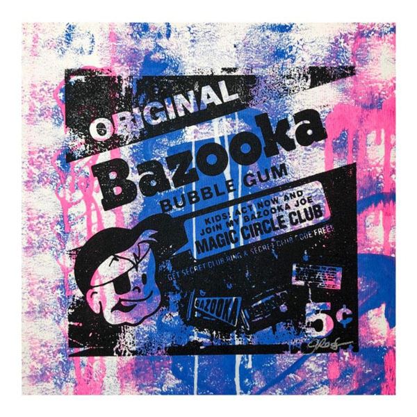 Gail Rodgers, "Bazooka Joe" Hand Signed Original Hand Pulled Silkscreen Mixed Media on Canvas with L