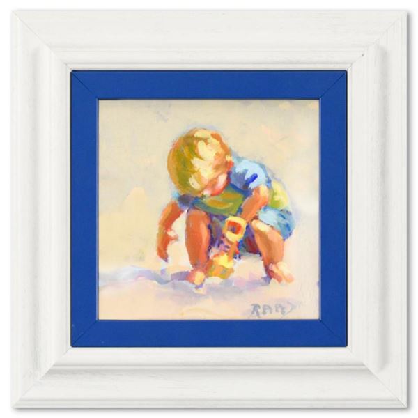 Lucelle Raad, "Three Boys" Framed Original Acrylic Painting on Board, Hand Signed with Letter of Aut