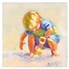 Image 3 : Lucelle Raad, "Three Boys" Framed Original Acrylic Painting on Board, Hand Signed with Letter of Aut