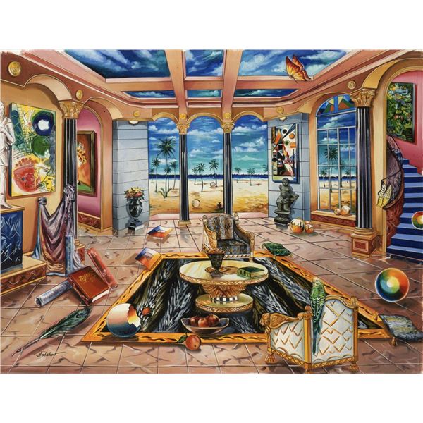 Alexander Astahov- Original Giclee on Canvas "Beach House"