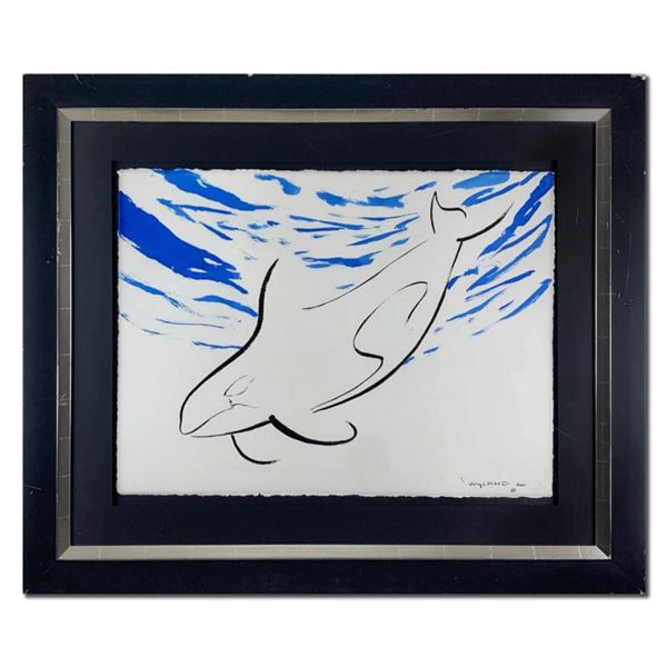 Wyland, "Orca" Hand Signed Original Painting on Paper with Letter of Authenticity.