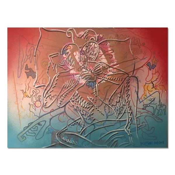 Mark Kostabi, "Let'S See How Many Likes We Have" Mixed Media Original Painting; Hand Signed, with CO