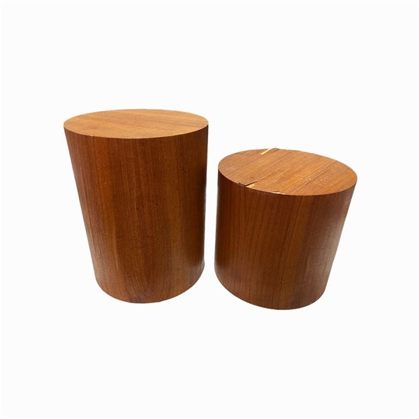 2 wood stools - Teak Veneer