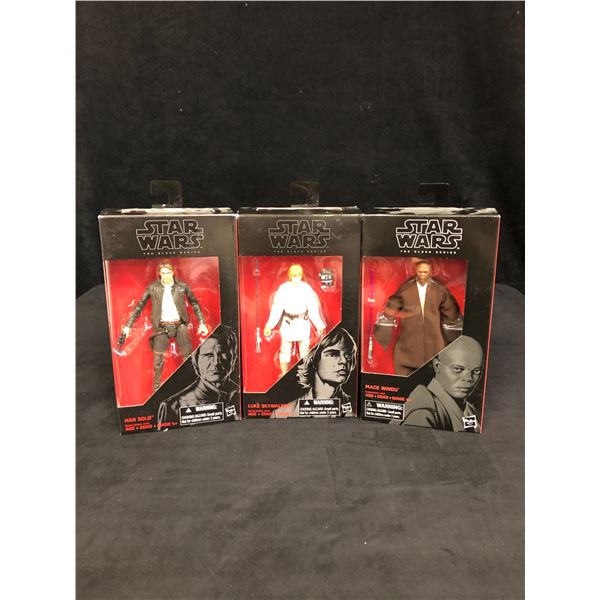 STAR WARS: THE BLACK SERIES "HAN SOLO, LUKE SKYWALKER & MACE WINDU" ACTION FIGURES