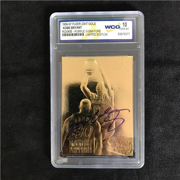 1996-97 FLEER 23KT GOLD KOBE BRYANT ROOKIE PURPLE SIGNATURE (WCG 10)