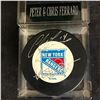 Image 1 : PETER & CHRIS FERRARO AUTOGRAPHED NEW YORK RANGERS LOGO PUCK