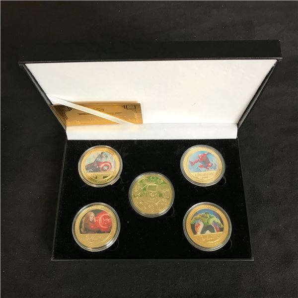 THE AVENGERS COMMEMORATIVE 5 COIN w/ DISPLAY BOX