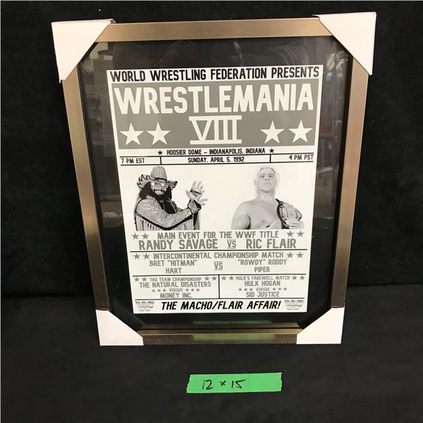 WRESTLEMANIA VIII 12X15 CUSTOM FRAMED POSTER