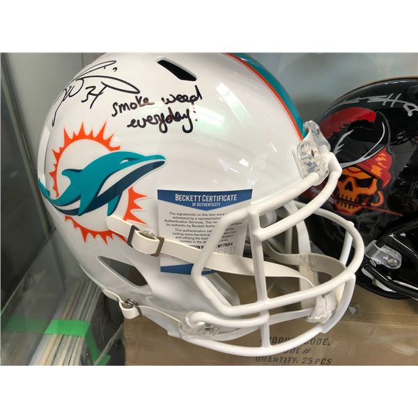 RICKY WILLIAMS AUTOGRAPHED DOLPHINS FULL-SIZE SPEED REP HELMET W/SMOKE WEED EVERYDAY (BECKETT COA)