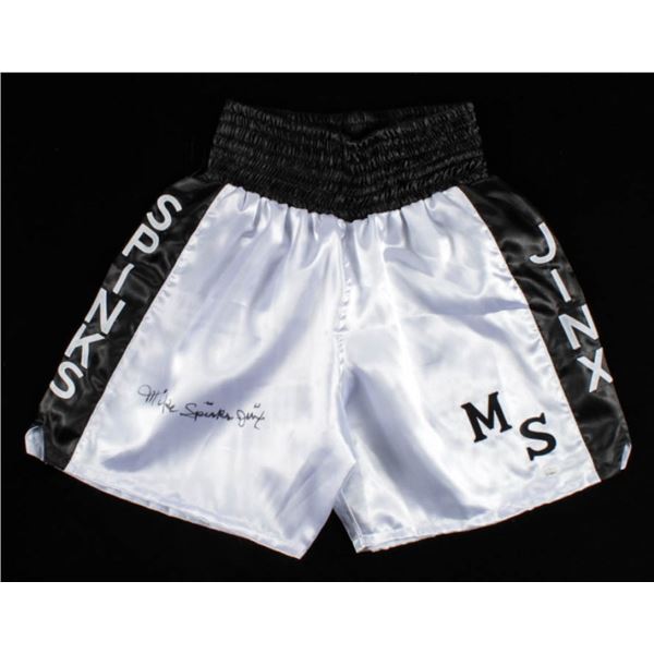 MICHAEL SPINKS AUTOGRAPHED BOXING TRUNKS INSCRIBED "JINX" (JSA COA)