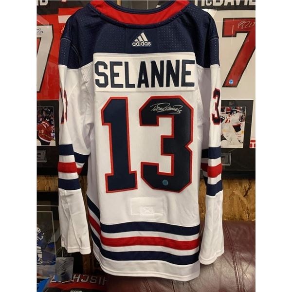 TEEMU SELANNE SIGNED ADIDAS JETS JERSEY (AJ SPORTS HOLOGRAM)