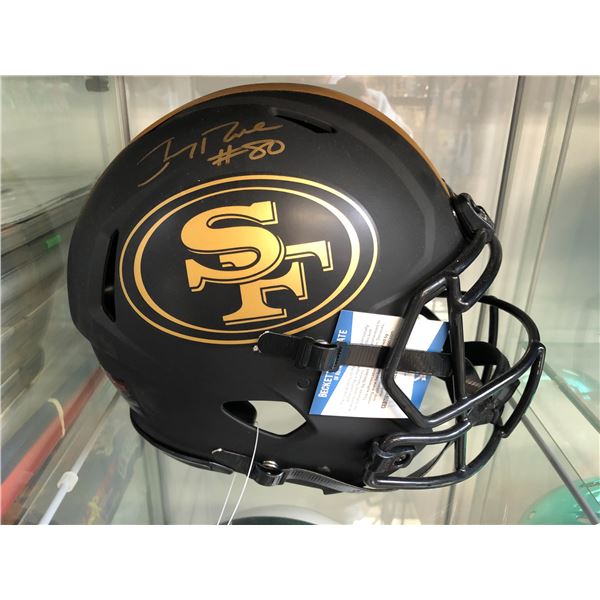 JERRY RICE SIGNED 49ERS ECLIPSE BLACK MATTE FULL SIZE SPEED AUTHENTIC HELMET (BECKETT COA)