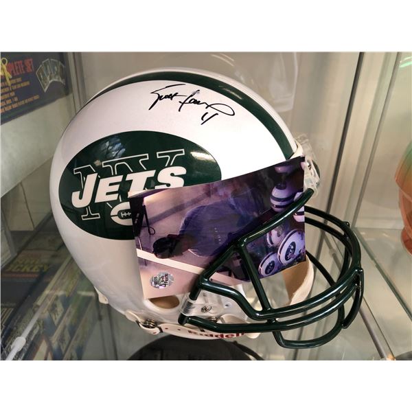 BRETT FAVRE AUTOGRAPHED NEW YORK JETS ON FIELD PRO HELMET (BRETT FAVRE COA)