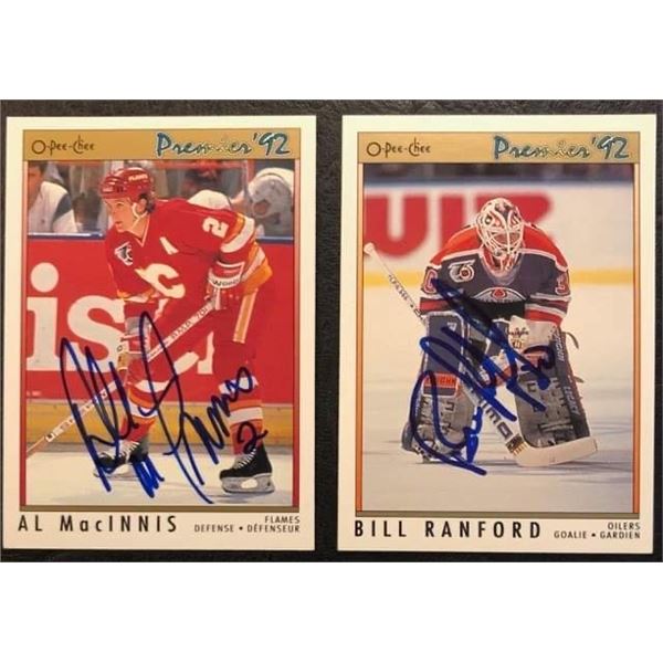 AL MACINNIS & BILL RANFORD AUTOGRAPHED HOCKEY CARDS