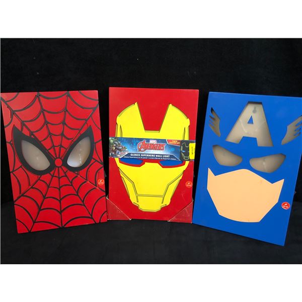 SPIDER-MAN, IRON MAN & CAPTAIN AMERICA GLOBOX SUPERHERO WALL LIGHTS