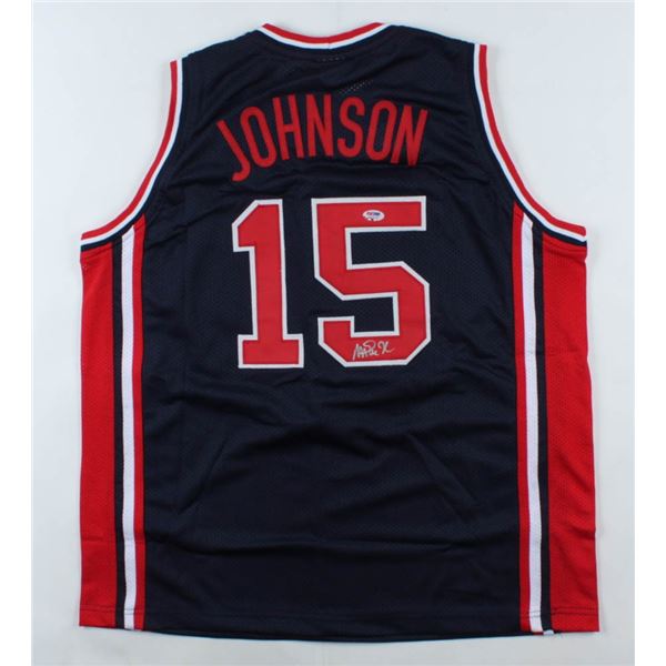 MAGIC JOHNSON AUTOGRAPHED TEAM USA PRO STYLE JERSEY (PSA/DNA COA)