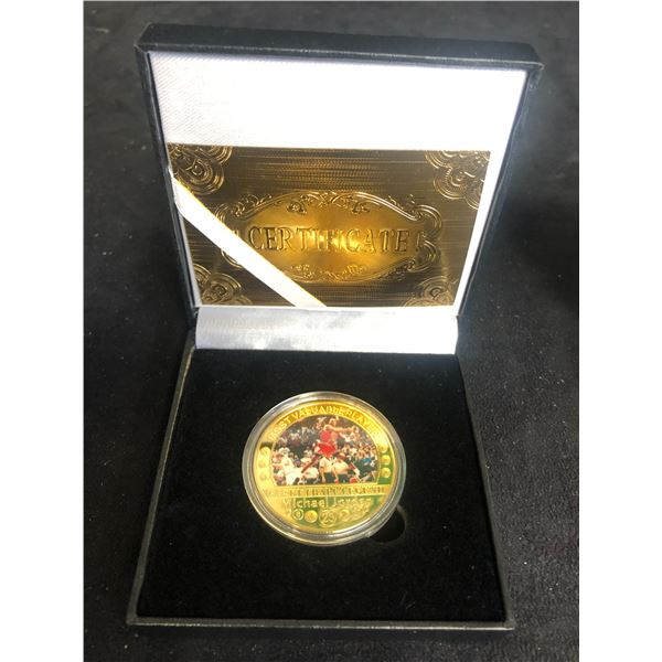 MICHAEL JORDAN COMMEMORATIVE COIN w/ DISPLAY BOX & CERTIFICATE