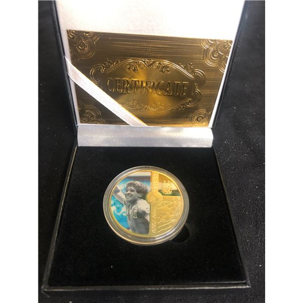 DIEGO MARADONA GOLD PLATED COIN w/ CERTIFICATE