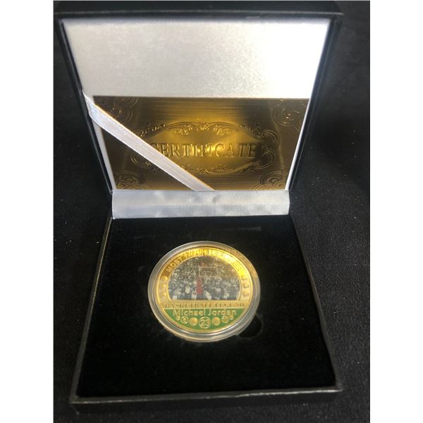 MICHAEL JORDAN GOLD PLATED COIN w/ CERTIFICATE