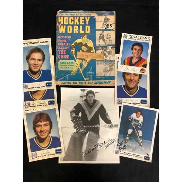 VINTAGE HOCKEY WORLD w/ CARDS & AUTOGRAPHED PHOTO