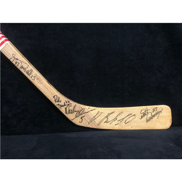 AUTHENTIC HOFers AUTOGRAPHED HOCKEY STICK (P. BURE, N. LIDSTROM, S. NIEDERMAYER)