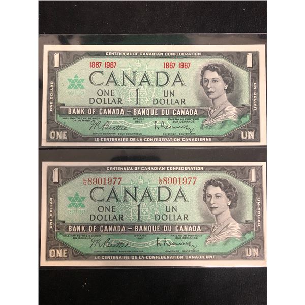 1967 CANADA $1 BANK NOTES (CENTENNIAL OF CANADIAN CONFEDERATION)