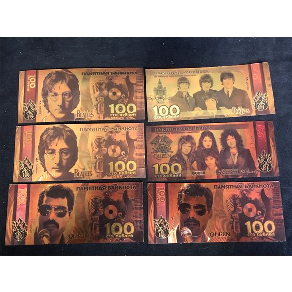 THE BEATLES/ QUEEN NOVELTY BANK NOTES