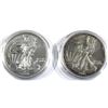 Image 1 : 2002 & 2011 USA 1oz .999 Fine Silver Eagles in Capsules (Lightly toned & 2002 lightly scratched). 2p