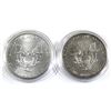 Image 2 : 2002 & 2011 USA 1oz .999 Fine Silver Eagles in Capsules (Lightly toned & 2002 lightly scratched). 2p