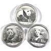 Image 1 : 2014, 2015 & 2016 China 1oz .999 Fine Silver Pandas in Capsules. 3pcs (TAX Exempt)