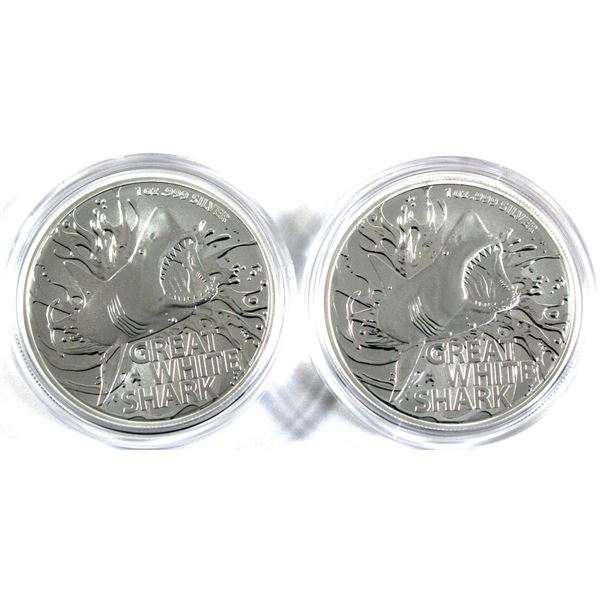 2021 Australia 1oz Great White Shark .999 Fine Silver Coins in Capsules. 2pcs (TAX Exempt)